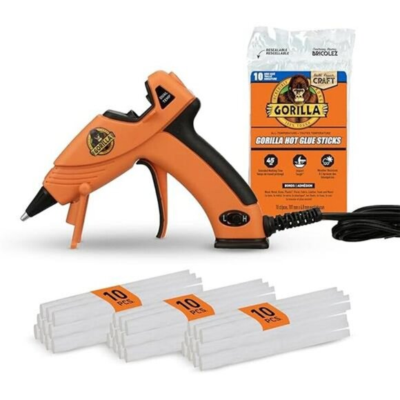 Gorilla Dual Temp Mini Hot Glue Gun Kit with 30 Hot Glue Sticks Precision Orange - Picture 7 of 7